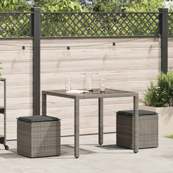 vidaXL havestole med hynder 2 stk. 40x40x43 cm polyrattan grå