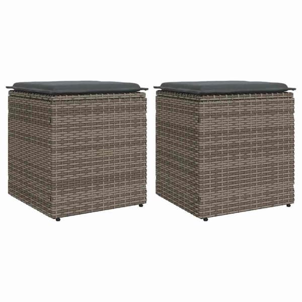 vidaXL havestole med hynder 2 stk. 40x40x43 cm polyrattan grå