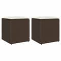 Miniatyrbillede 1 af 11: vidaXL havestole med hynder 2 stk. 40x40x43 cm polyrattan brun