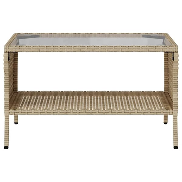 vidaXL Trädgårdssoffa 2-sits med dynor och bord beige konstrotting