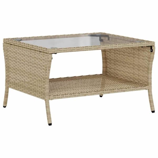 vidaXL Trädgårdssoffa 2-sits med dynor och bord beige konstrotting