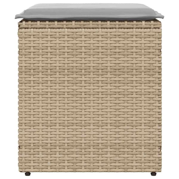 vidaXL Trädgårdspallar med dynor 2 st, beige 40x40x43 cm konstrotting