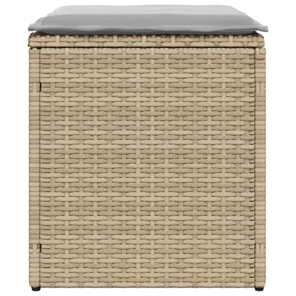 vidaXL Trädgårdspallar med dynor 2 st, beige 40x40x43 cm konstrotting
