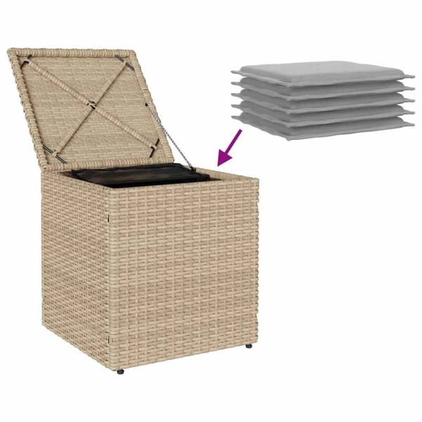 vidaXL Trädgårdspallar med dynor 2 st, beige 40x40x43 cm konstrotting