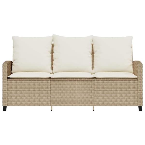 vidaXL Trädgårdssoffa 3-sits med dynor och bord beige konstrotting