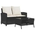 Miniatyrbillede 3 af 11: vidaXL 2-personers sofa med hynder og bord polyrattan sort