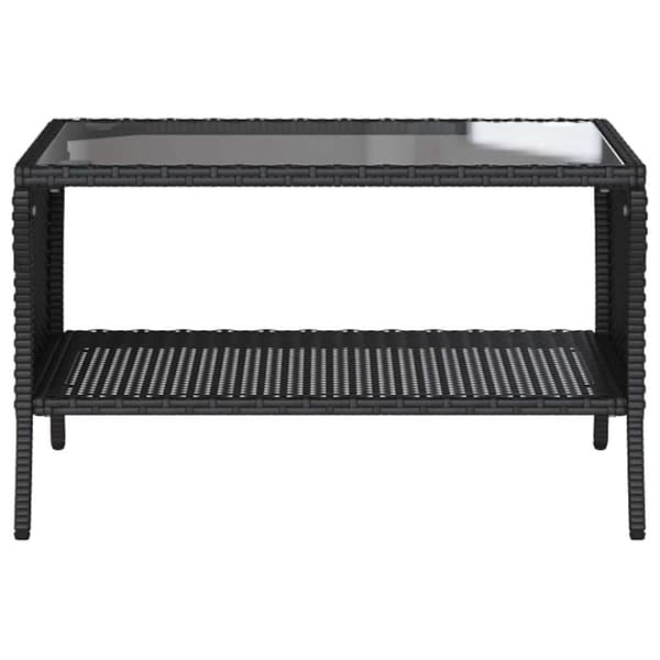 vidaXL 2-personers sofa med hynder og bord polyrattan sort