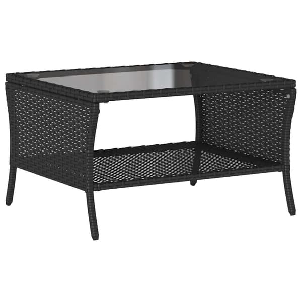 vidaXL 2-personers sofa med hynder og bord polyrattan sort