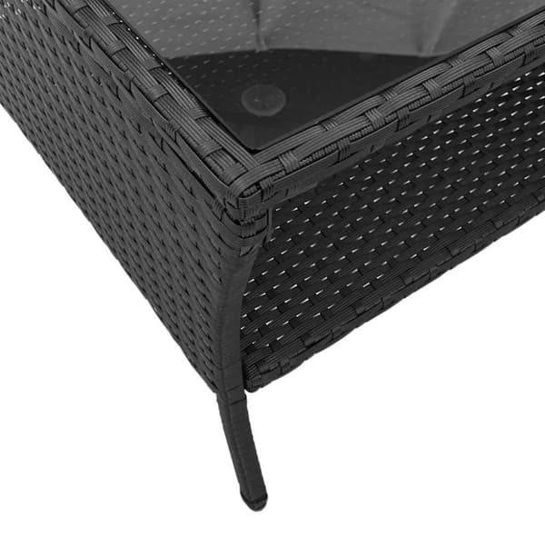 vidaXL 2-personers sofa med hynder og bord polyrattan sort