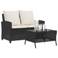 Miniatyrbillede 2 af 11: vidaXL 2-personers sofa med hynder og bord polyrattan sort