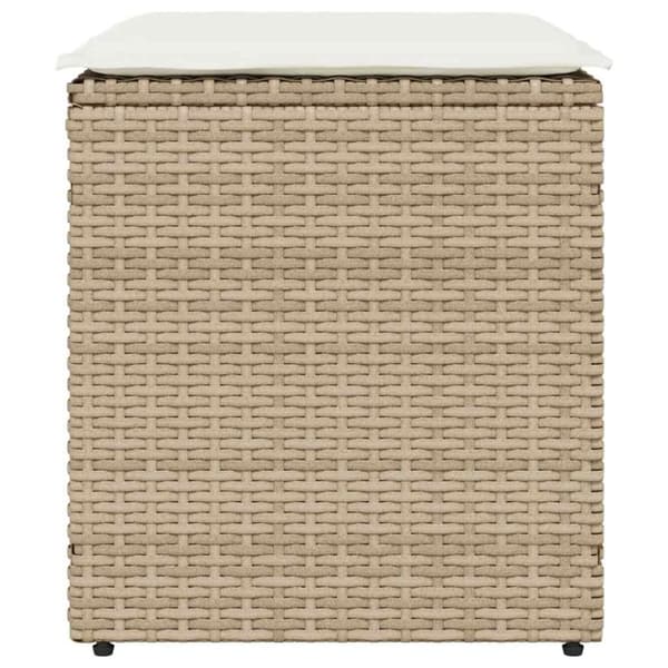 vidaXL Trädgårdspallar med dynor 2 st, beige 40x40x43 cm konstrotting