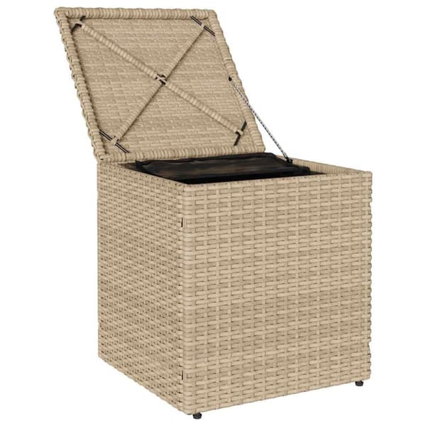 vidaXL Trädgårdspallar med dynor 2 st, beige 40x40x43 cm konstrotting