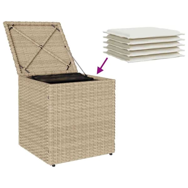 vidaXL Trädgårdspallar med dynor 2 st, beige 40x40x43 cm konstrotting