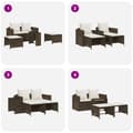 Miniatyrbillede 10 af 11: vidaXL sofasæt til haven 5 dele med hynder stabelbar polyrattan brun