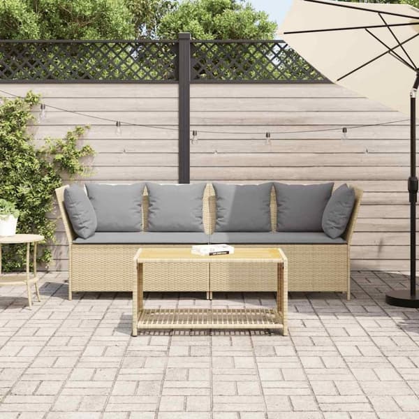 vidaXL havesofa med hynder polyrattan beige