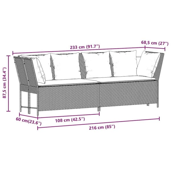 vidaXL havesofa med hynder polyrattan beige
