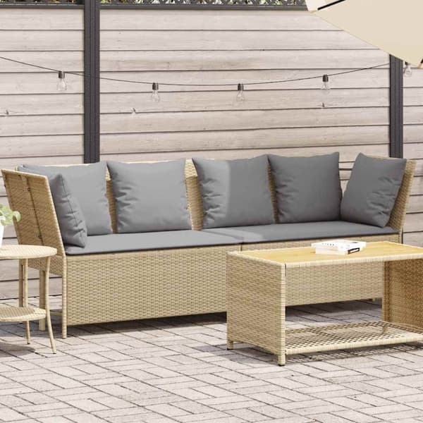 vidaXL havesofa med hynder polyrattan beige