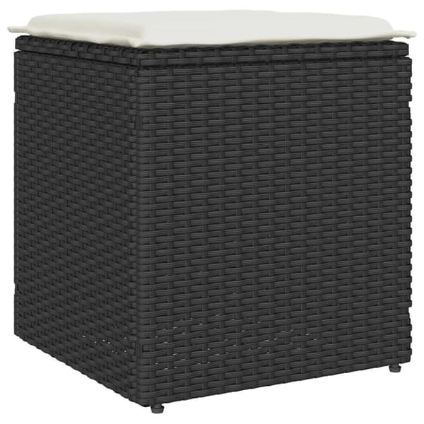 vidaXL Trädgårdspallar med dynor 2 st svart 40x40x43 cm konstrotting