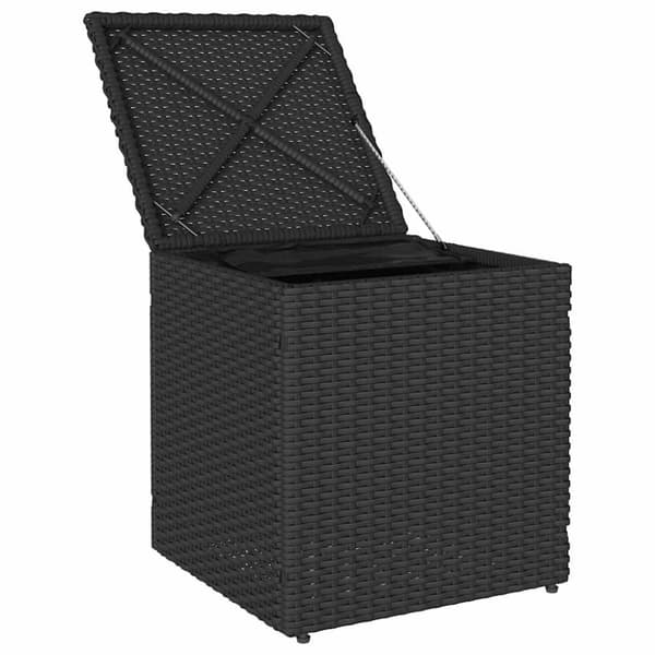 vidaXL Trädgårdspallar med dynor 2 st svart 40x40x43 cm konstrotting
