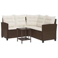 Miniatyrbillede 3 af 11: vidaXL havesofa med bord og hynder L-formet polyrattan brun