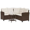 Miniatyrbillede 5 af 11: vidaXL havesofa med bord og hynder L-formet polyrattan brun