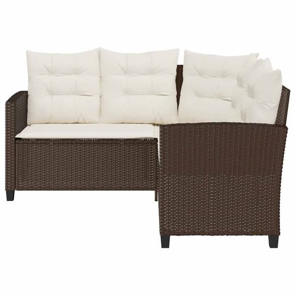 vidaXL havesofa med bord og hynder L-formet polyrattan brun