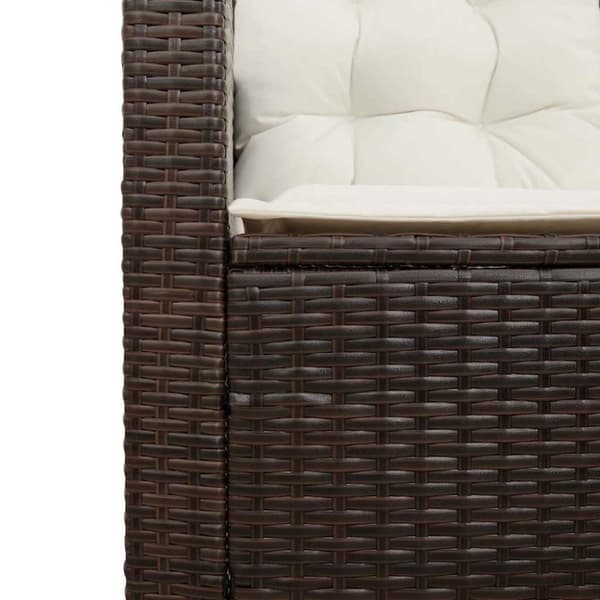 vidaXL havesofa med bord og hynder L-formet polyrattan brun