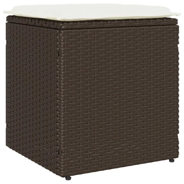 vidaXL Trädgårdspallar med dynor 2 st, brun 40x40x43 cm konstrotting