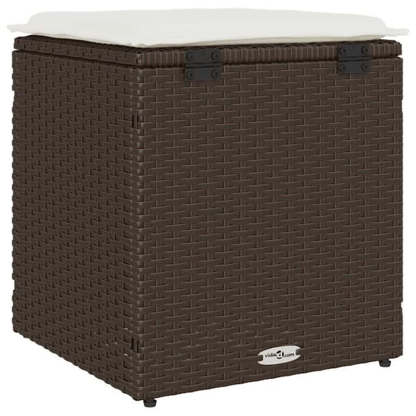 vidaXL Trädgårdspallar med dynor 2 st, brun 40x40x43 cm konstrotting
