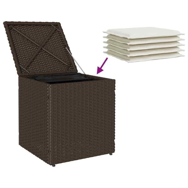 vidaXL Trädgårdspallar med dynor 2 st, brun 40x40x43 cm konstrotting