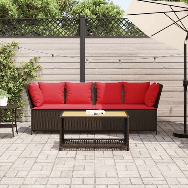 vidaXL havesofa med hynder polyrattan brun