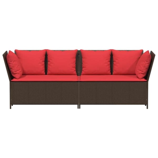 vidaXL havesofa med hynder polyrattan brun