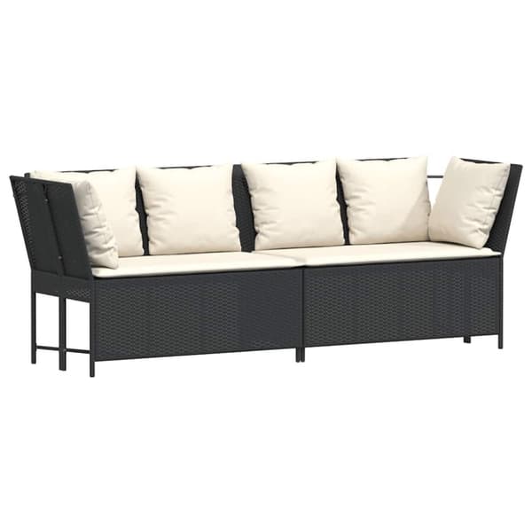 vidaXL havesofa med hynder polyrattan sort