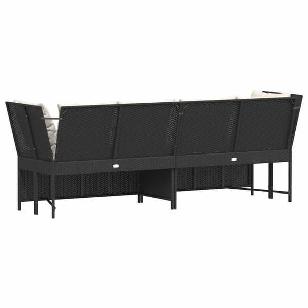 vidaXL havesofa med hynder polyrattan sort