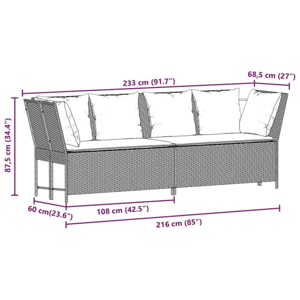 vidaXL havesofa med hynder polyrattan sort