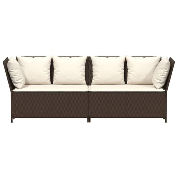 vidaXL havesofa med hynder polyrattan brun