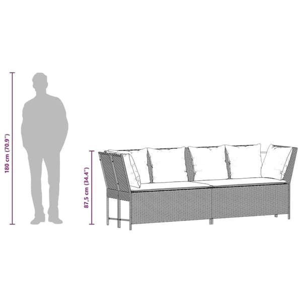 vidaXL havesofa med hynder polyrattan brun