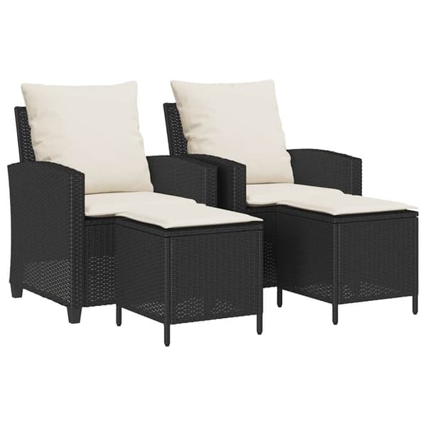 vidaXL sofasæt til haven 4 dele med hynder polyrattan sort