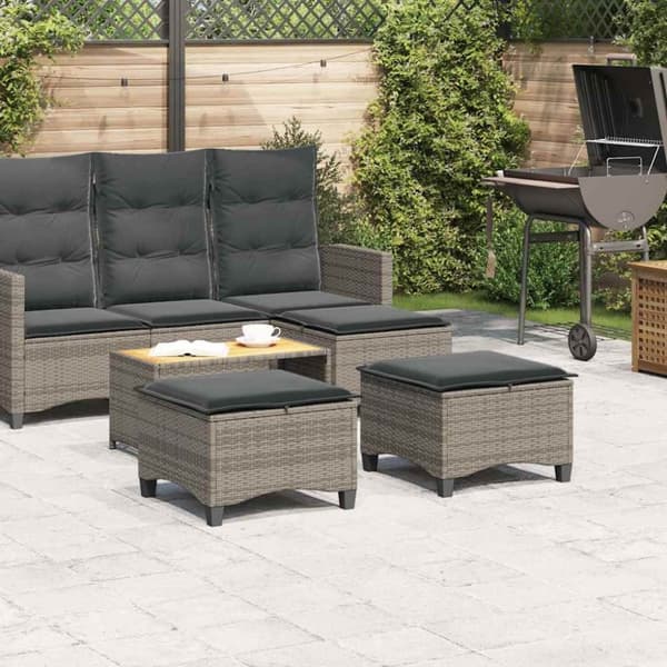 vidaXL havestole med hynder 2 stk. 55x55x36 cm polyrattan grå