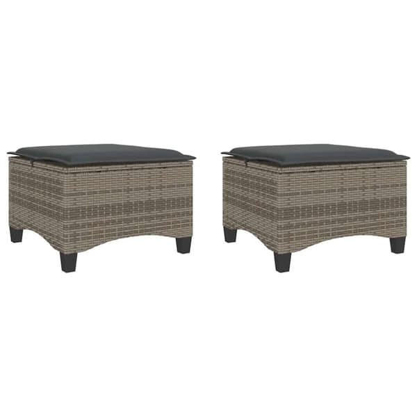 vidaXL havestole med hynder 2 stk. 55x55x36 cm polyrattan grå