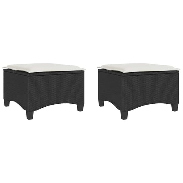 vidaXL havestole med hynder 2 stk. 55x55x36 cm polyrattan sort