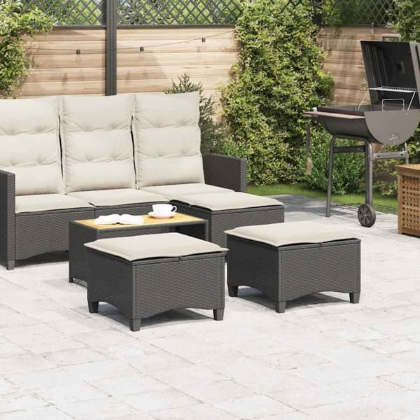 vidaXL havestole med hynder 2 stk. 55x55x36 cm polyrattan sort