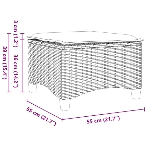 vidaXL havestole med hynder 2 stk. 55x55x36 cm polyrattan sort