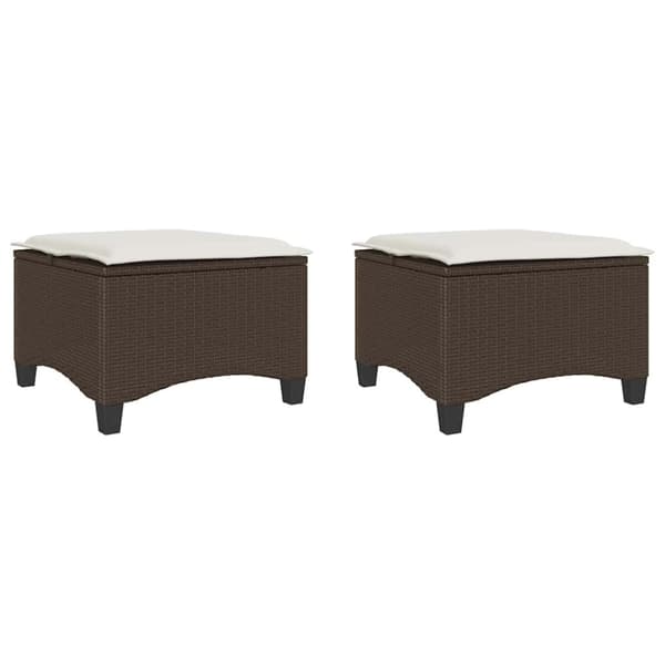 vidaXL havestole med hynder 2 stk. 55x55x36 cm polyrattan brun