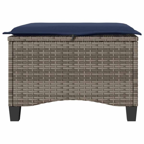 vidaXL Trädgårdspallar med dynor 2 st, grå 55x55x36 cm konstrotting
