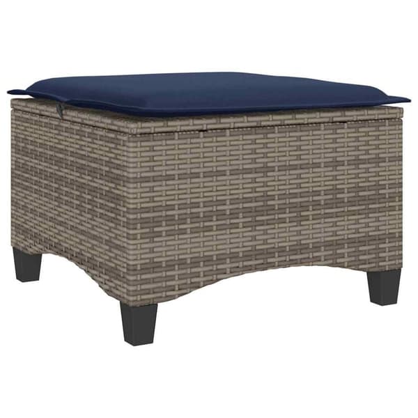 vidaXL Trädgårdspallar med dynor 2 st, grå 55x55x36 cm konstrotting