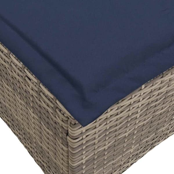 vidaXL Trädgårdspallar med dynor 2 st, grå 55x55x36 cm konstrotting