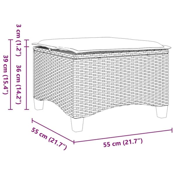 vidaXL Trädgårdspallar med dynor 2 st, grå 55x55x36 cm konstrotting