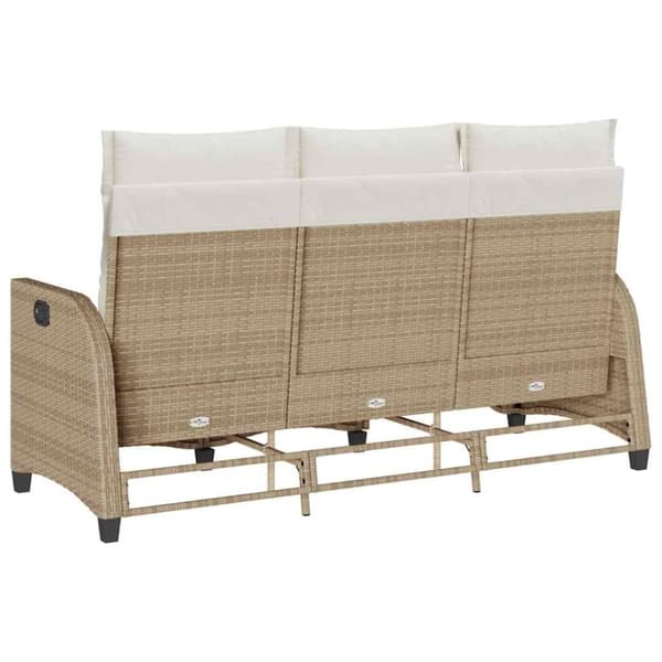 vidaXL Fällbar trädgårdssoffa med dynor L-formad beige konstrotting