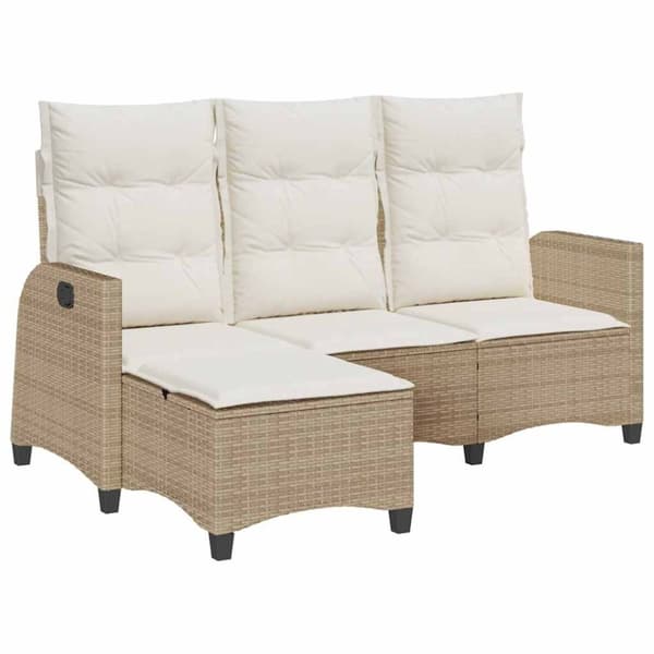 vidaXL Fällbar trädgårdssoffa med dynor L-formad beige konstrotting